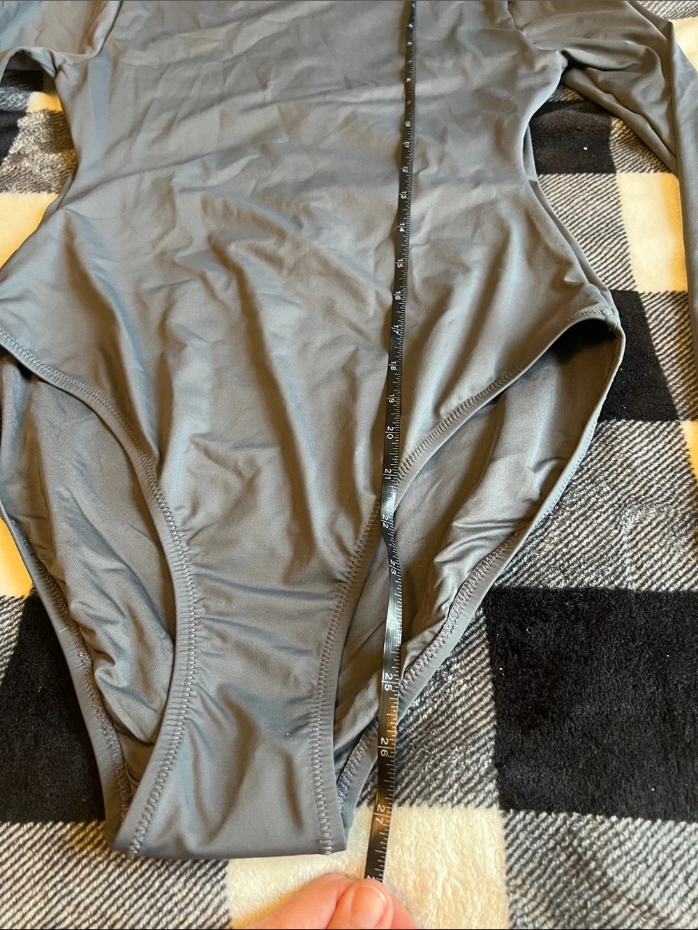 SKIMS Long-Sleeve One-Piece Bathing Suit - Gray size Medium